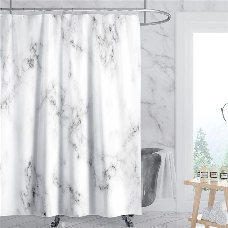 Printed Unique 3D Marble Design Polyester Bathroom Waterproof Shower Curtain