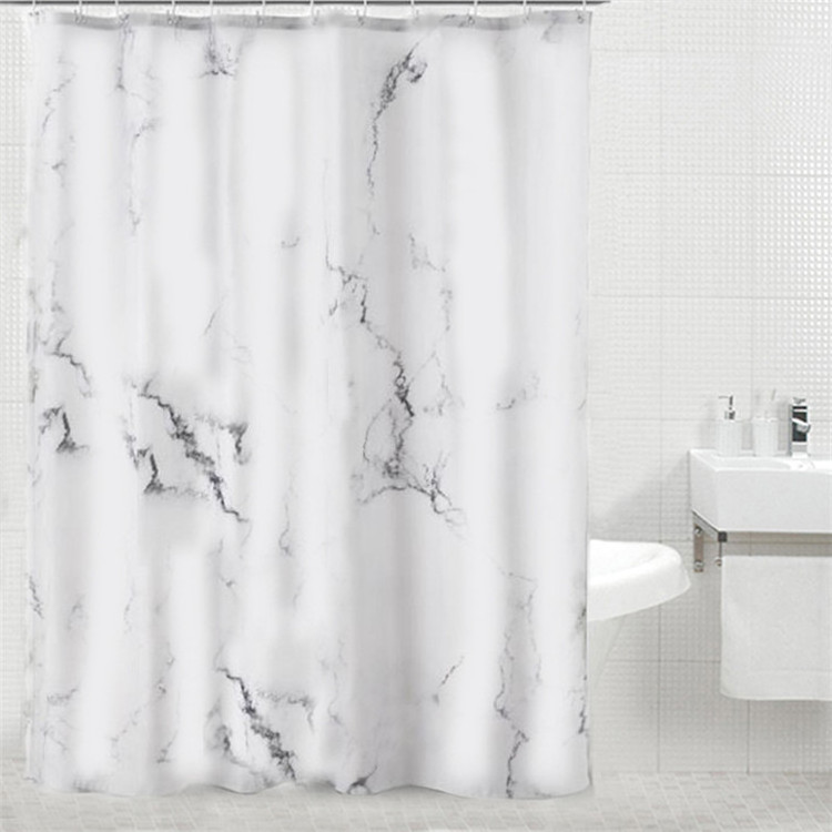 Printed Unique 3D Marble Design Polyester Bathroom Waterproof Shower Curtain