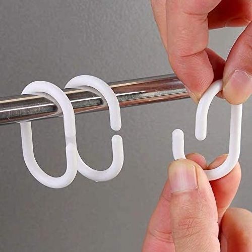 Plastic Shower Curtain Hooks White Curtain C Rings for Bathroom Shower Rod Window Curtains Hook Hanger