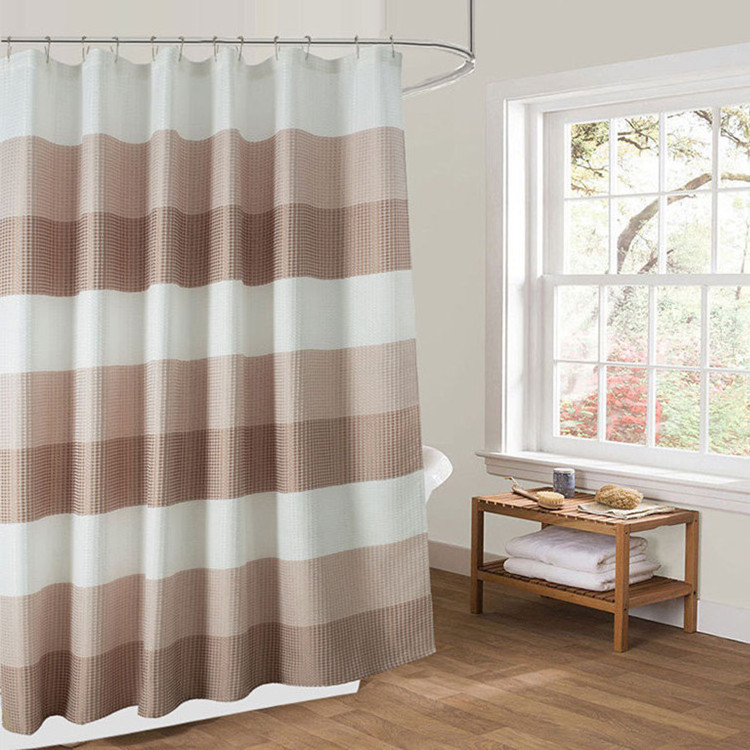 Dainty Home Waffle Weave Stripe Fabric Shower Curtain, 72