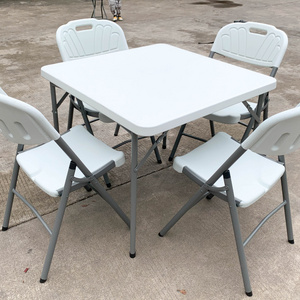 86cm Wholesale Cheap Heavy Duty Outdoor Poker White HDPE Small Folding Plastic Square Table