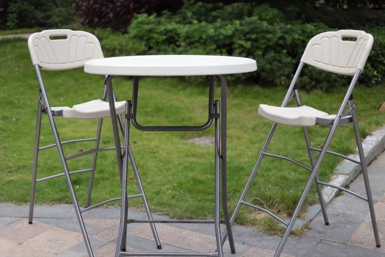 rental wholesale outdoor cocktail bistro high height white plastic folding bar chair