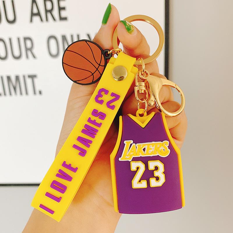 Factory design high quality luxury rubber PVC keychain Custom NBA keychain