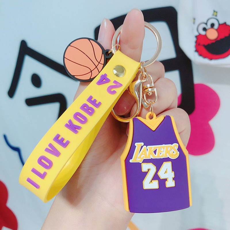 Factory design high quality luxury rubber PVC keychain Custom NBA keychain