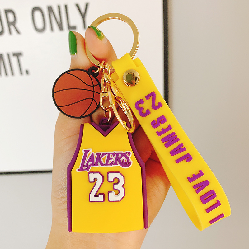 Factory design high quality luxury rubber PVC keychain Custom NBA keychain