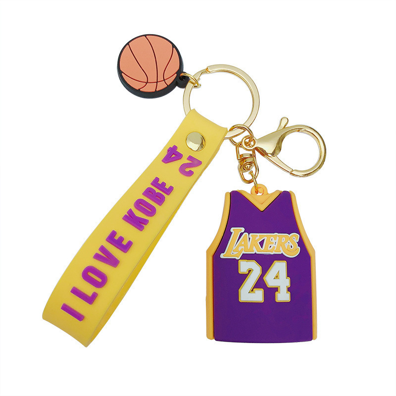 Factory design high quality luxury rubber PVC keychain Custom NBA keychain