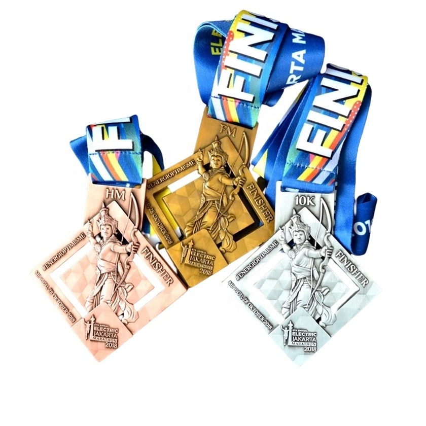 Xieyuan Factory custom logo award medals with ribbon blank gold silver bronze honour cycling running marathon metal sport medal