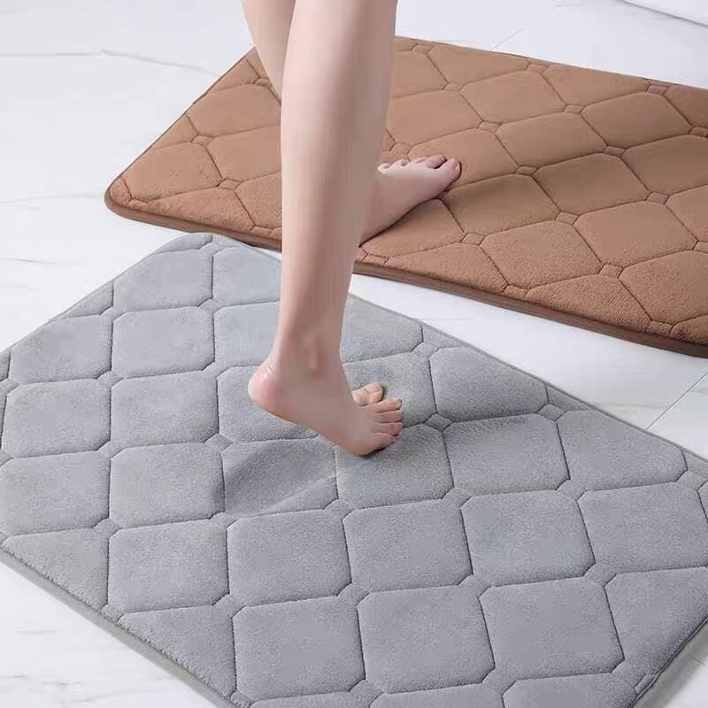 Memory Foam Bath Mat Non-Slip Super Water Absorption Washable Bathroom Rug Soft Quick Dry Shower Bath Mat