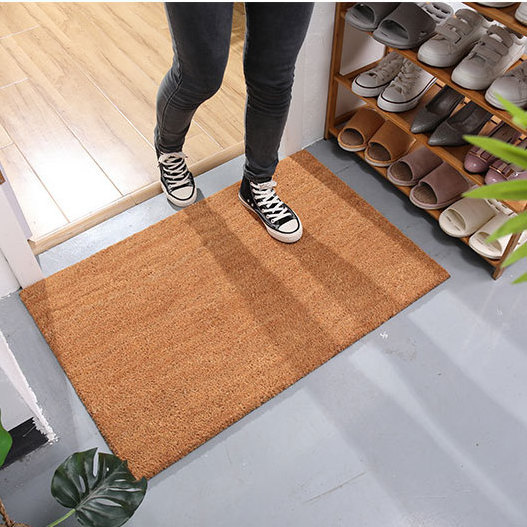 Eco Friendly Plain Coconut Fibre Non-slip Foot Doormats Custom Anti Dust OEM Coir Brown Door Mats