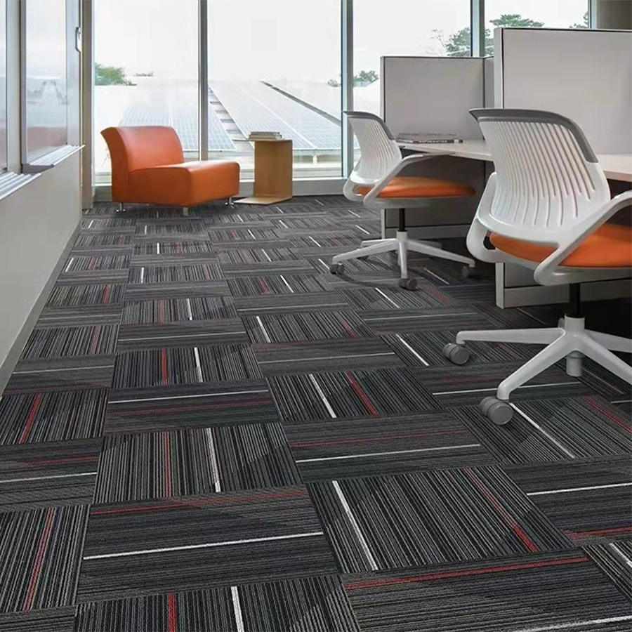 100%pp Modular Office Carpet Tiles For Floor Office Chair Mat For Carpet Modern Linearity Office Carpet Tiles 25 * 100cm