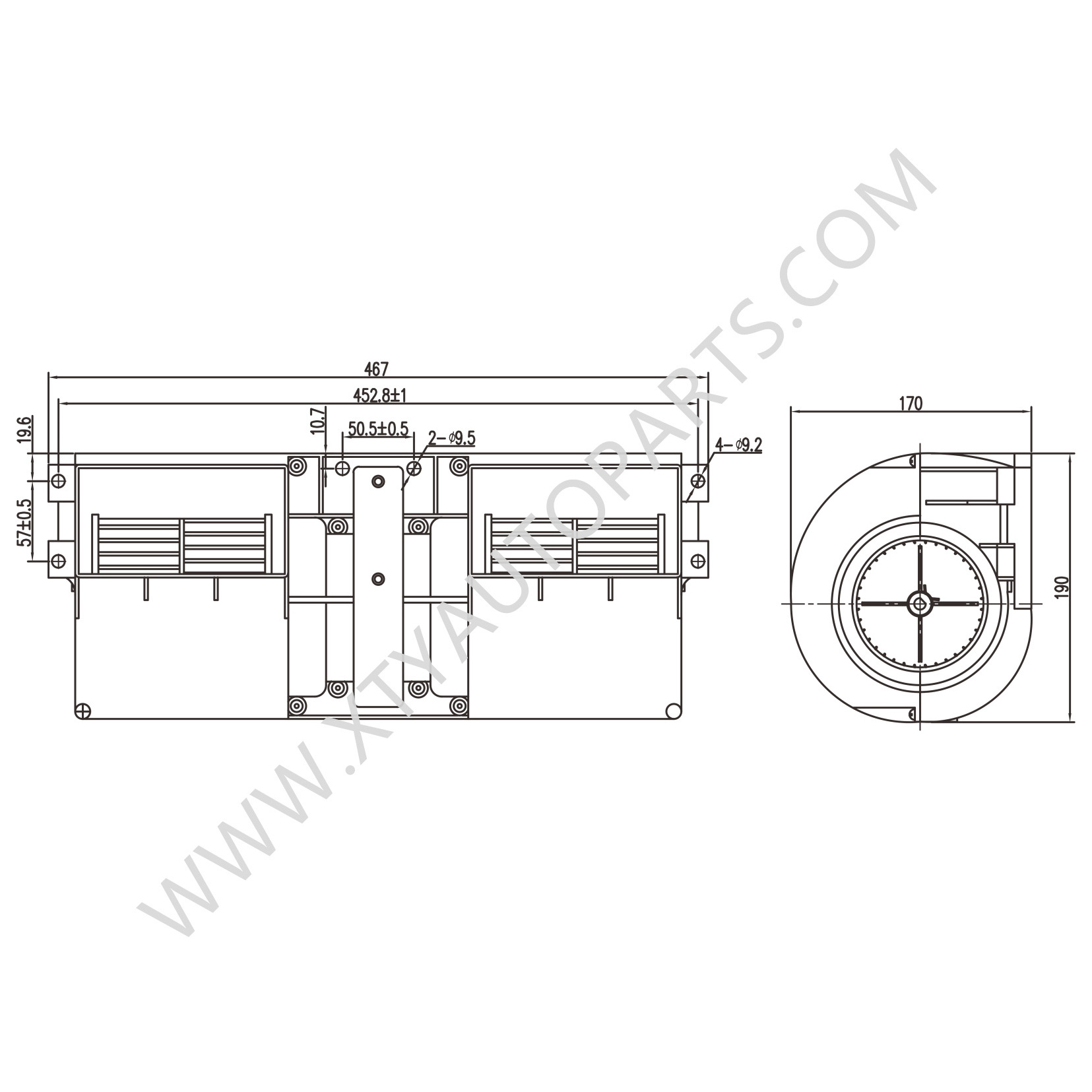 XTY Replacement Parts Speed>2200rpm ZHF2310 Evaporation Fan for Thermo King And Carrier Air Conditioner 467*190*170 330W