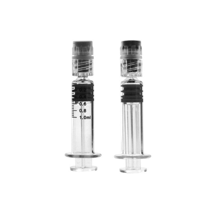 1ml glass syringe luer lock packaging wholesale borosilicate glass syringe custom plunger oil glass syringe with metal plunger