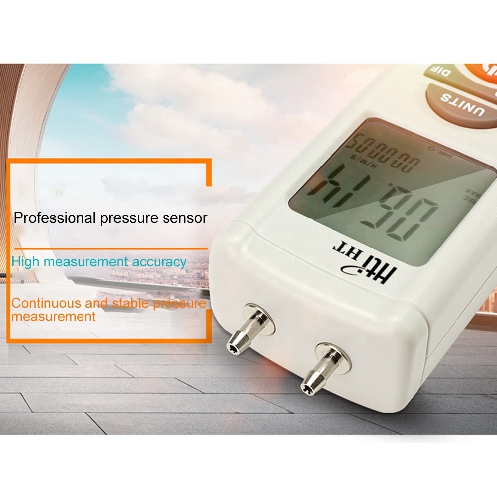 HTI 1890 Manometer Digital HVAC Air Pressure Meter and Differential Gas Pressure gauge