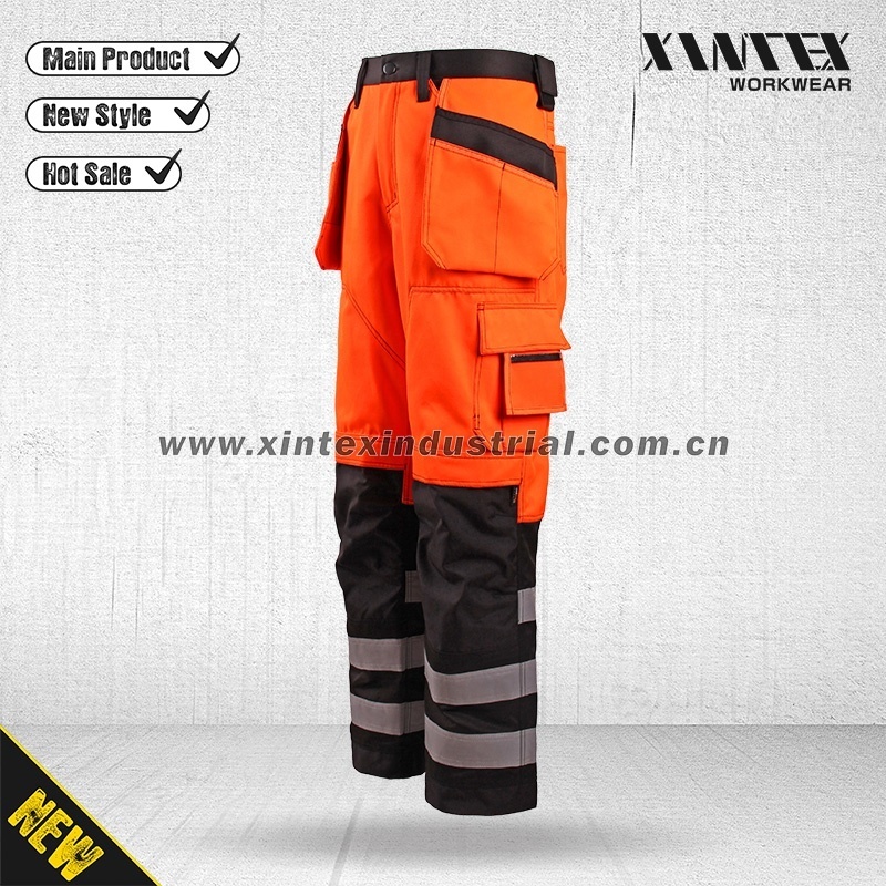 High vis carpenter trousrs Custom Hi Viz Vis Reflective Tapes Yellow Trousers Kneepad Men High Visibility  Safety Work Pants