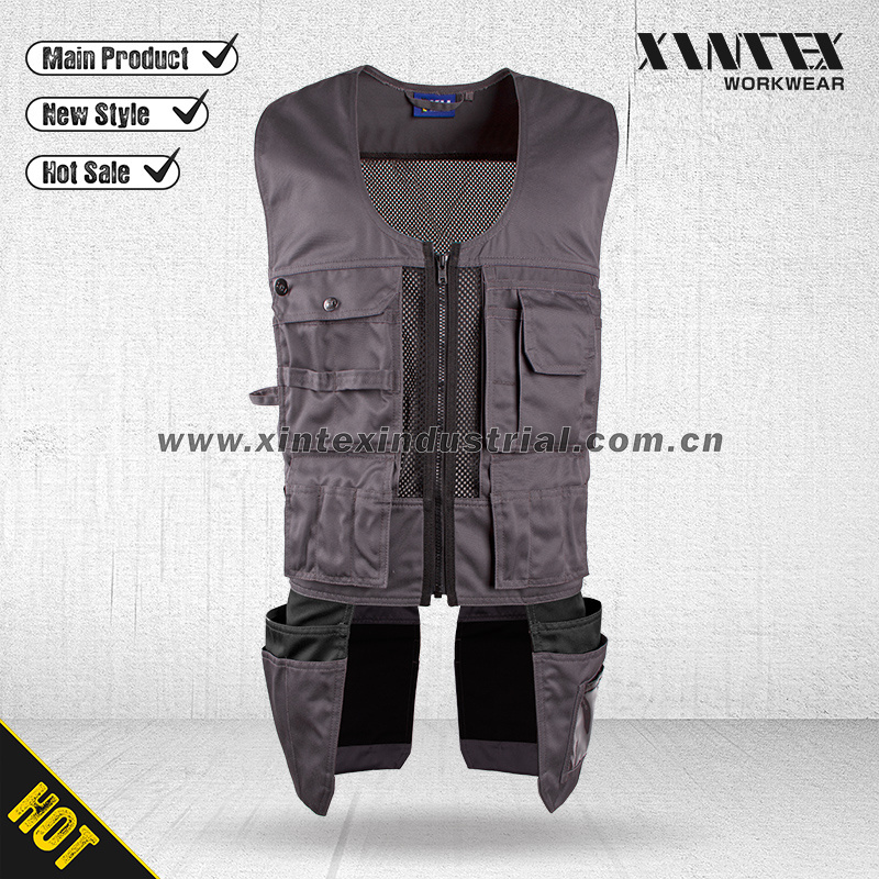 Cotton twill woven fabric carpenter vest for men's /women's  cargo vest  Carpenter workwaer clothing