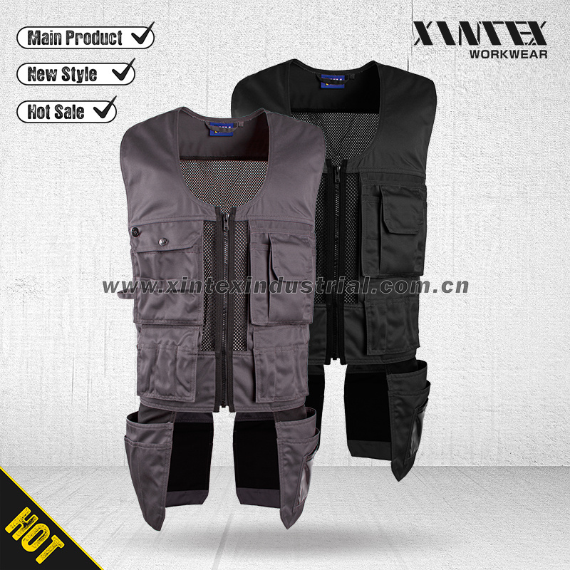 Cotton twill woven fabric carpenter vest for men's /women's  cargo vest  Carpenter workwaer clothing