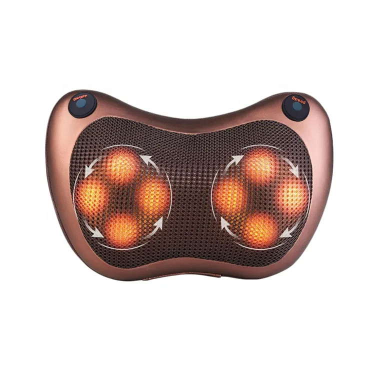 New Design Electronic Massage Pillow Shiatsu Deep Kneading Neck Back  Massager Cushion 8 Rollers with Heat for Car, Home,