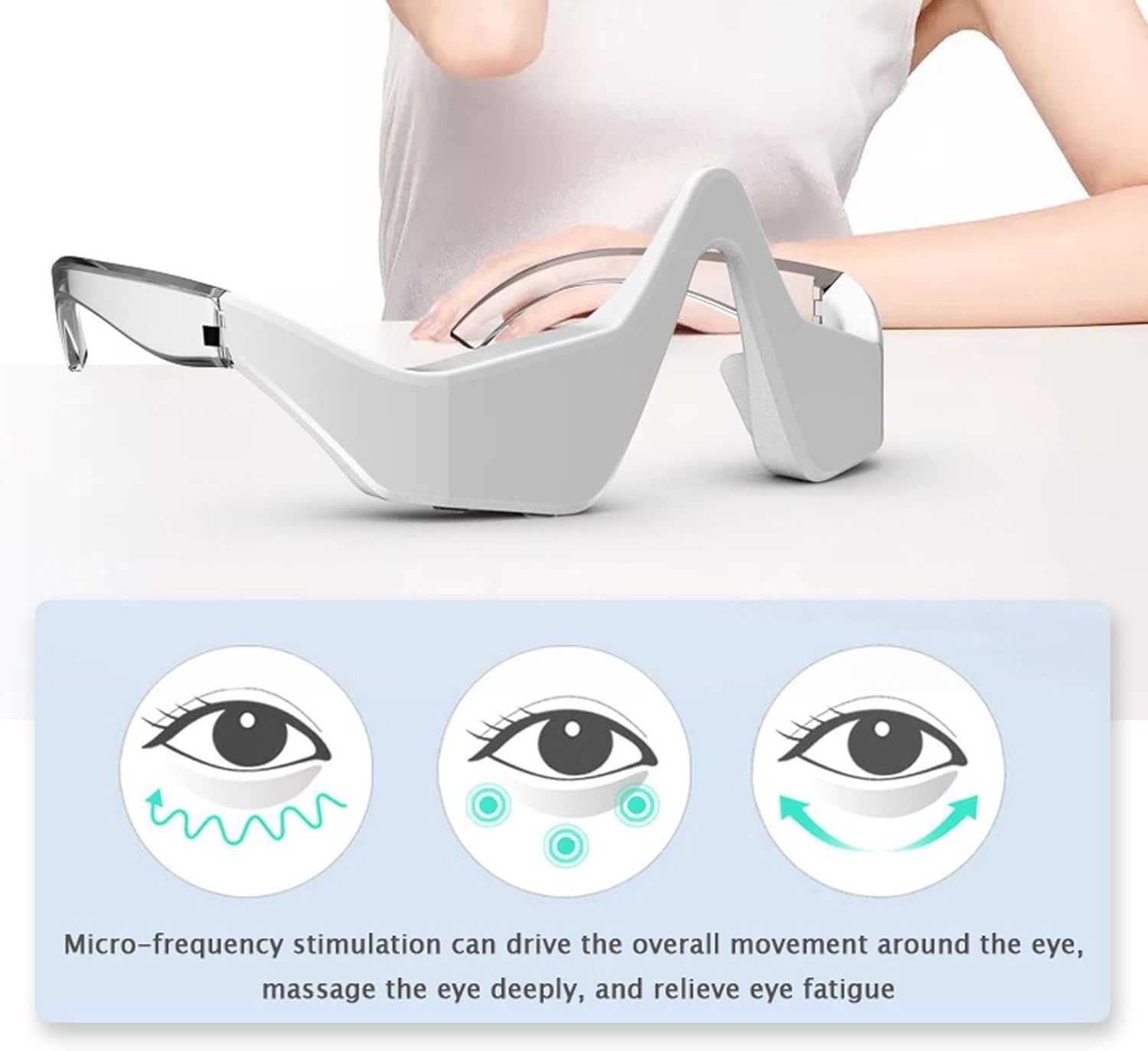 Hot Selling EMS 3D Eye Massage Glasses Under Eye Dark Circle Removal Wearable 3D Eye Massager