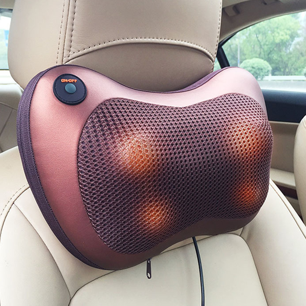 New Design Electronic Massage Pillow Shiatsu Deep Kneading Neck Back  Massager Cushion 8 Rollers with Heat for Car, Home,