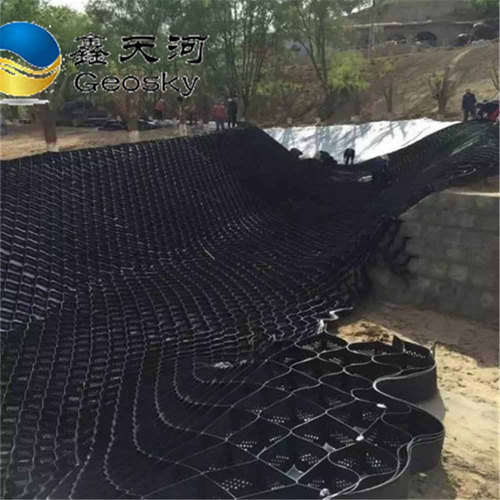 Textured / smooth HDPE geocell for retaining wall / road construction / slope