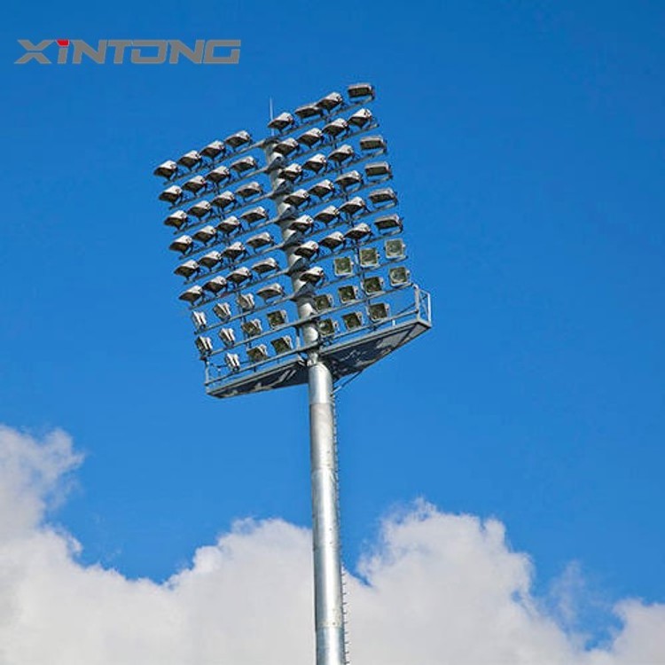 15m 20m outdoor mechanical automatic rising ladder rest platform design polygonal galvanized high mast light pole