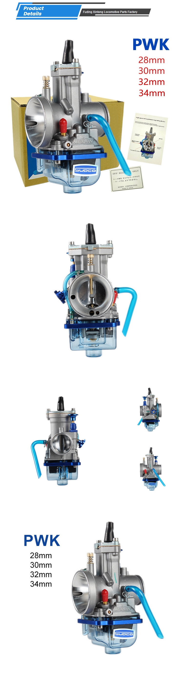 Blue Boul Carb Motorcycle Carburetor Pwk Carburetor 28 30 32 34mm With Power Jet For Mikuni 2t 4t Engine Racing Parts Scooters