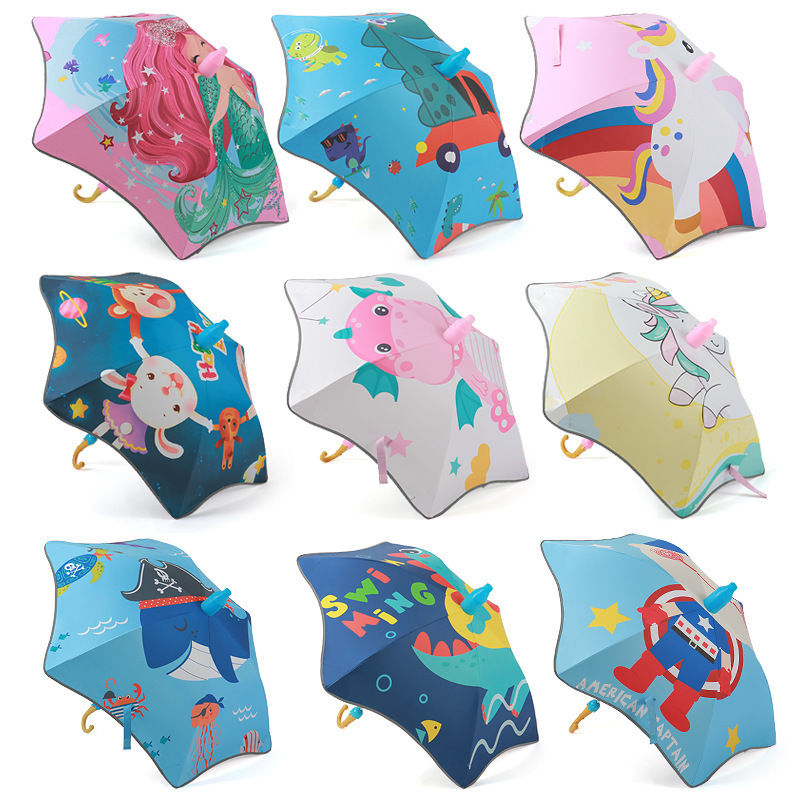 Custom Safety Kid Children's Umbrella Boys and Girls Cute Princess Kindergarten Lightweight Cartoon Umbrella