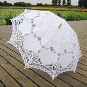 Bridal Party Decoration White Wedding Parasol Umbrella Photo Props Lace Umbrella Costume Accessory