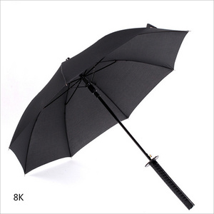 Chinese Umbrella Manufacturer Samurai Sword Straight Rainproof Black Steel Katana Umbrellas With Your Logo