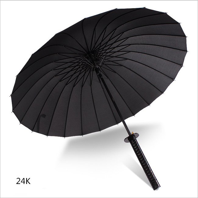 Chinese Umbrella Manufacturer Samurai Sword Straight Rainproof Black Steel Katana Umbrellas With Your Logo