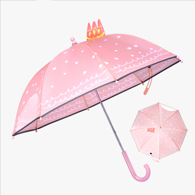 High Quality Cute Customized Cartoon Hook Handle Children kids Umbrella