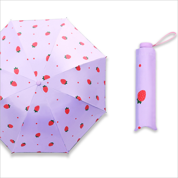 XTX Factory Cheap UV Protect Strawberry Umbrella Sun and Rain  Umbrellas 3 folding Clear Umbrella With Bag