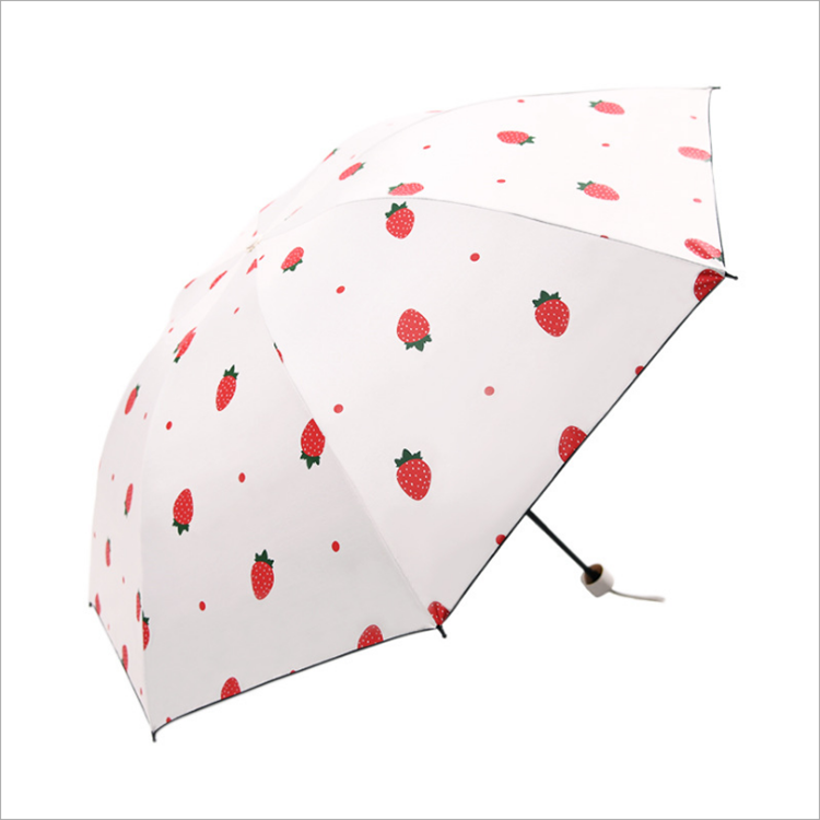 XTX Factory Cheap UV Protect Strawberry Umbrella Sun and Rain  Umbrellas 3 folding Clear Umbrella With Bag