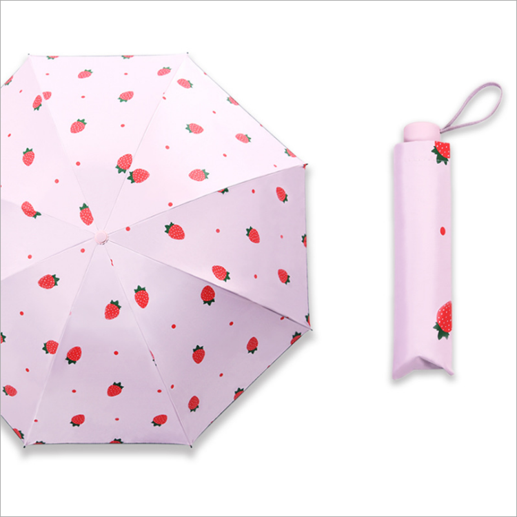 XTX Factory Cheap UV Protect Strawberry Umbrella Sun and Rain  Umbrellas 3 folding Clear Umbrella With Bag