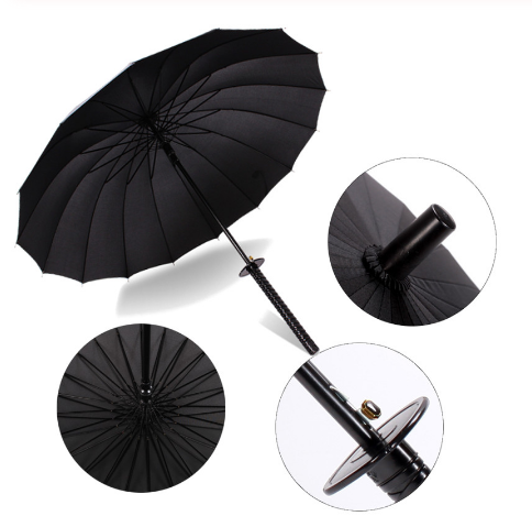 Creative Long Handle Large Windproof Samurai Sword Umbrella Japanese Sun Rain Straight Umbrella Automatic Open 16 K 24 K Parasol