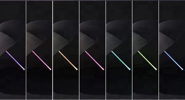 New Invention 2022 Led Umbrella Custom Print Umbrella Long Handle Solar Light Color Changing Led Umbrellas