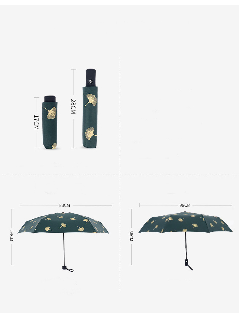 Fashion Ginkgo Biloba Automatic Umbrellas Windproof Folding Rainy Leaves Umbrellas For Women parasol UV Leaf Paraguas