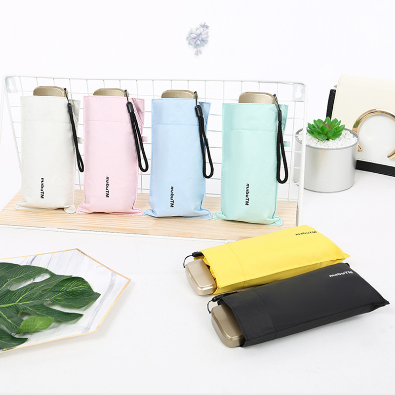 Promotional Gifts Umbrella Colorful 5 Folding Mini Pocket Capsule Umbrella, Women Portable Travel Purse Umbrella