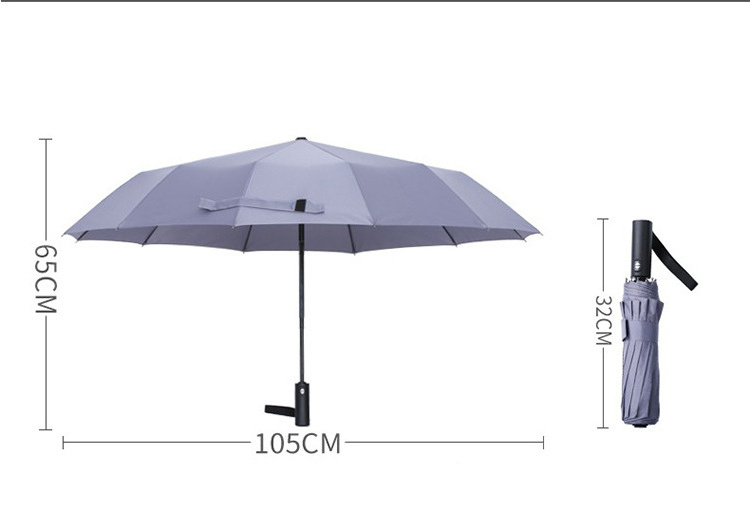 12 Ribs Big Umbrella Auto Open Close 3 Folding Umbrella Strong Windproof Rain Umbrella