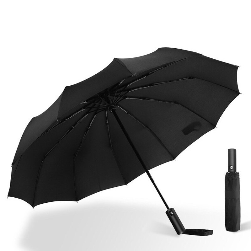 12 Ribs Big Umbrella Auto Open Close 3 Folding Umbrella Strong Windproof Rain Umbrella