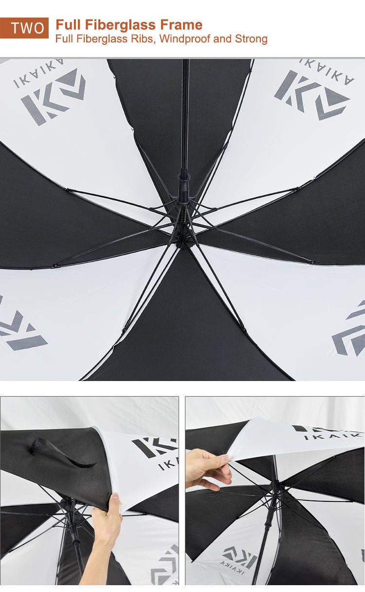 Suppliers manufacturer wholesale 30 inch EVA handle color frame automatic large straight storm golf umbrella with gu cci logo