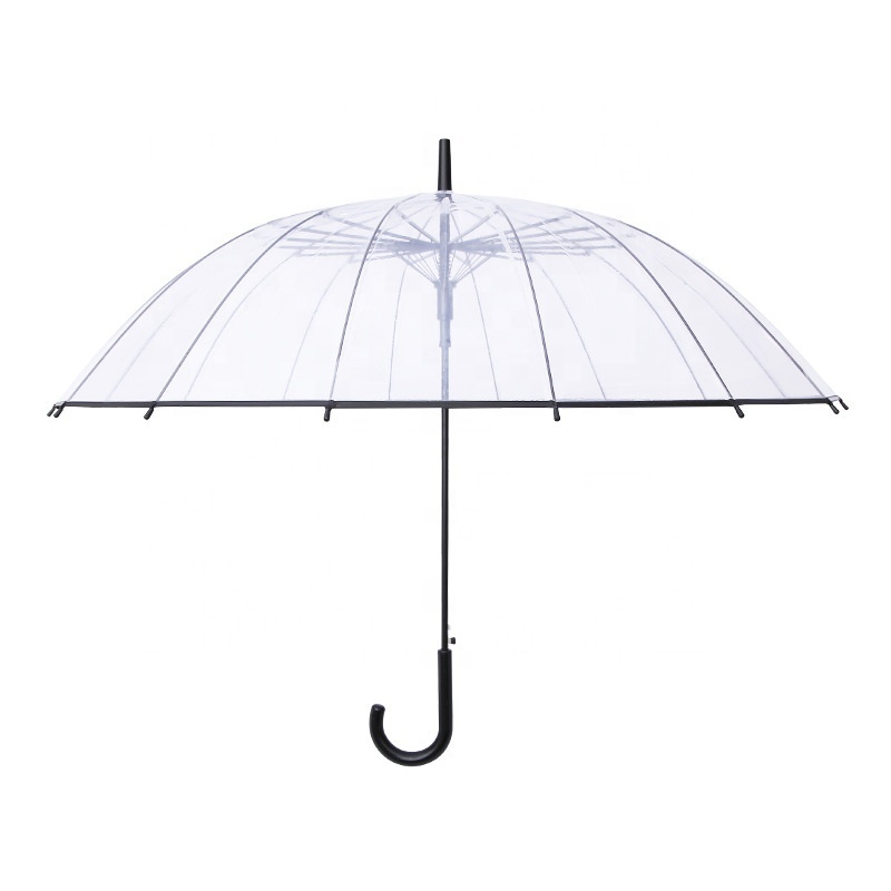 Top quality customized cheap rain transparent straight Clear Umbrella For promotional gift and travel use