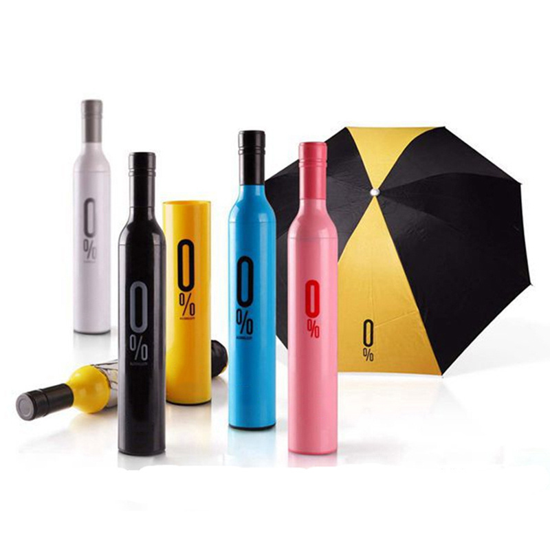 xiamen xintongxing umbrella in a bottle foldable compact gift windproof Anti-UV rain sun shape wine bottle umbrella  print logo