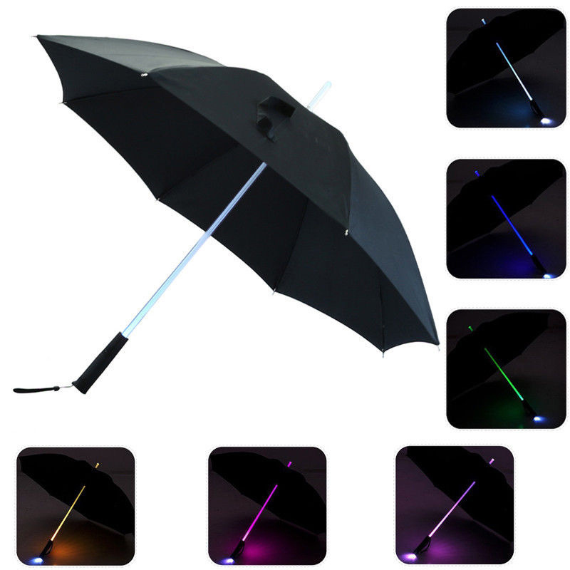 2023 hot sale quality functional unique  LED Laser Sword Light up umbrella with 7 Color Changing Shaft