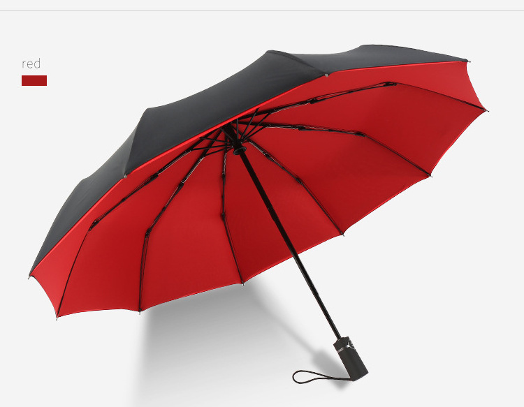 Black and Red Double Automatic Folding Umbrella Female Male 12 Bone Luxury Large Business Car Umbrellas