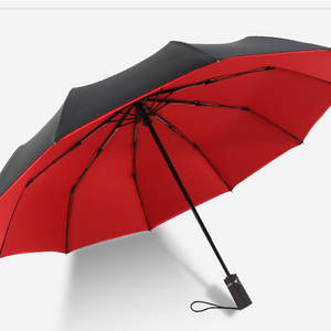 Black and Red Double Automatic Folding Umbrella Female Male 12 Bone Luxury Large Business Car Umbrellas