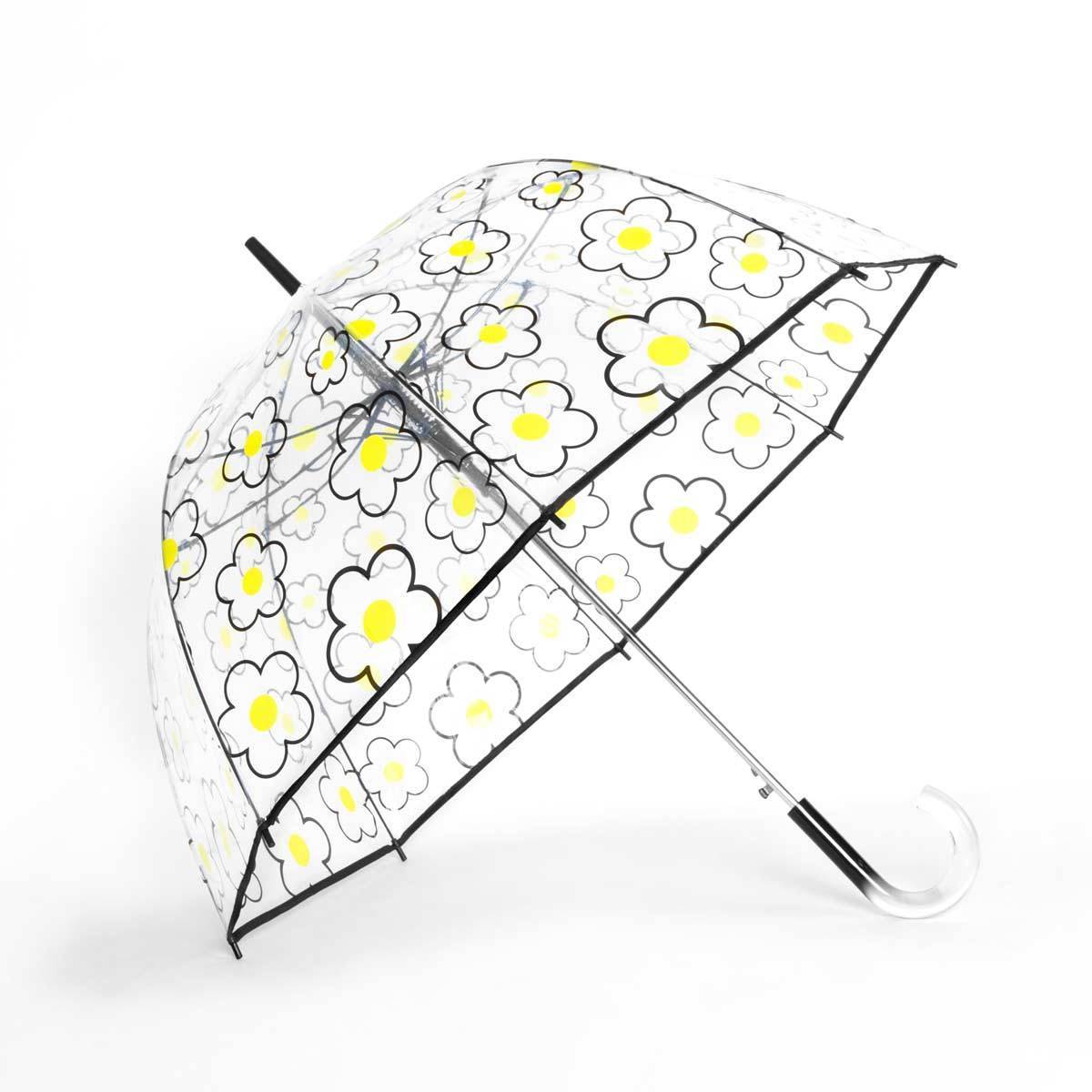 Cute Custom Printing Large Transparent Clear Dome See Through Umbrella with Crystal Clear Handle Bubble POE Umbrella