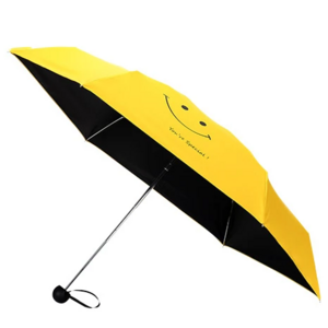 Smile Face Yellow Smiley Parasol Rain Umbrella Folding Umbrella Smile Foldable Classic Black Umbrella with Smiley