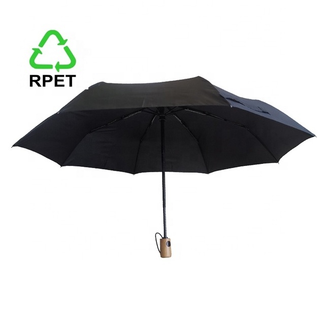 New for Hot Eco Friendly RPET Plastic Fabric 2021 Automatic umbrellas Compact Windproof Folding Umbrella