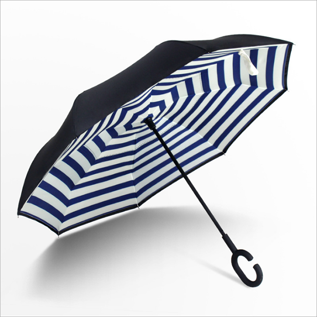 Wholesale Custom C Handle Windproof Reverse Invert Umbrella Double Layer 49